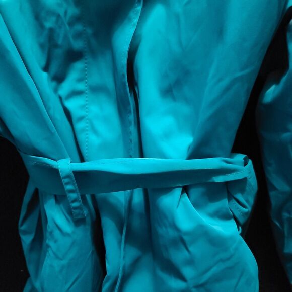 Mossimo Womens,Trench Coat Teal Size 4 Cotton Blend Long Sleeve Zip And Belted - Picture 9 of 12